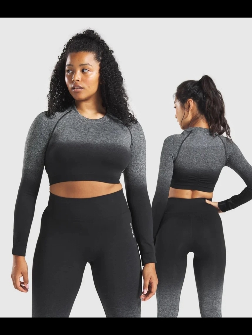 Gymshark Adapt Ombre Seamless Long-Sleeve Crop Top - Black/Gray